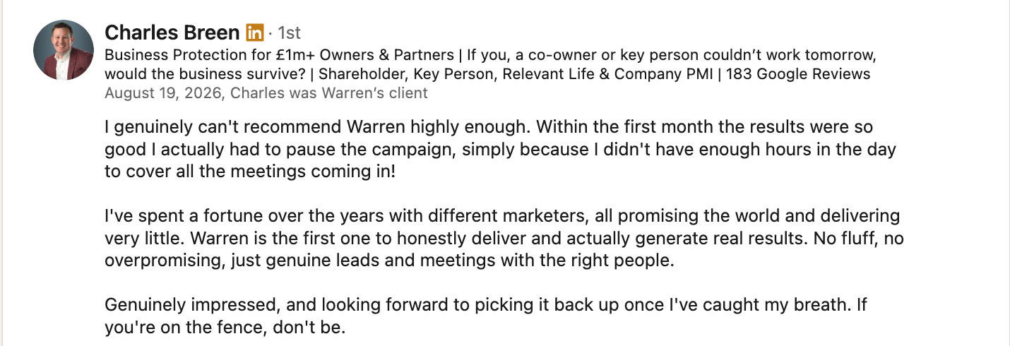 Client testimonial 2 from the Momo Marketing homepage